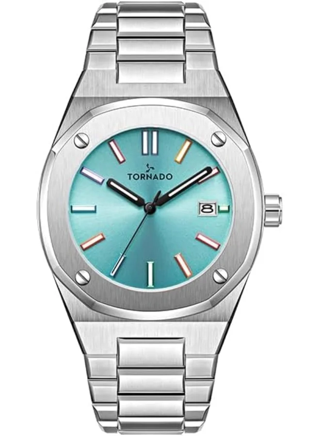 TORNADO Tornado AURORA TWILIGHT Men's Watch, Analog Display and Steel Strap - T23003-SBSL, Silver