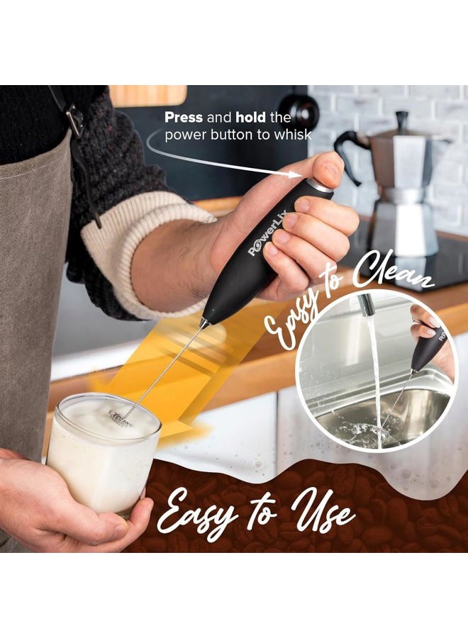 PowerLix Powerful Handheld Milk Frother With Stand Battery Operated Foam Maker Frother Wand For Coffee, Latte, Cappuccino, Hot Chocolate, Mini Drink Mixer Stainless Steel Whisk - Image 4