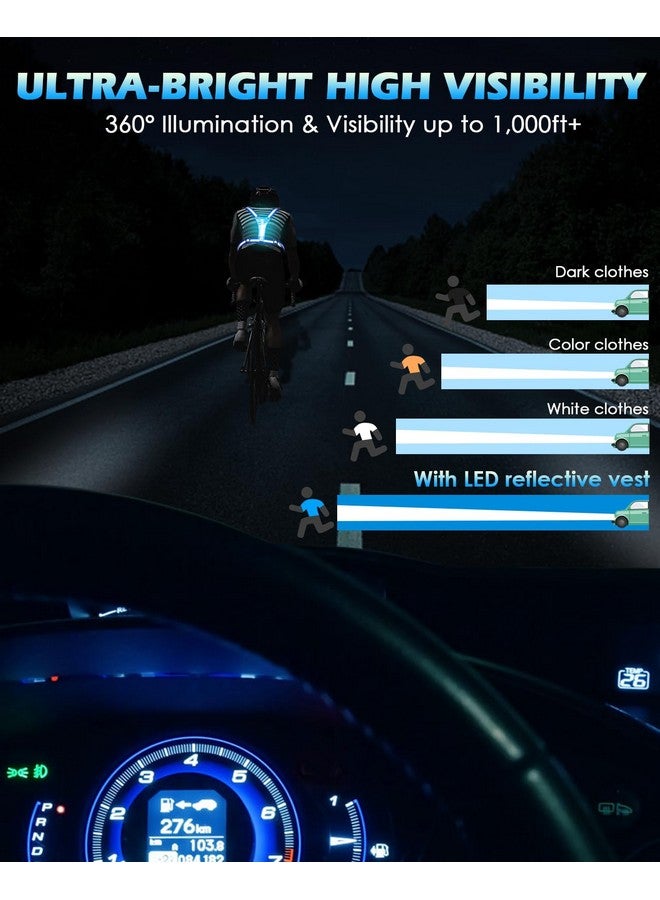 Zacro سترة عاكسة LED لملابس الجري 5 ألوان أضواء عالية الوضوح سترة جري عاكسة قابلة للشحن للركض والمشي وركوب الدراجات قابلة للتعديل للرجال والنساء والأطفال (أزرق) - Image 3