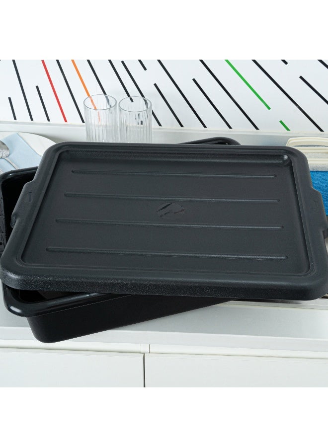 Restaurantware غطاء فقط: غطاء حوض الباص RW Clean بحجم 23.2 بوصة × 16.9 بوصة، غطاء قابل للتثبيت لحوض الباص - مع مقابض، غطاء حوض مطعم بلاستيكي أسود، حوض الباص يباع بشكل منفصل - Image 3