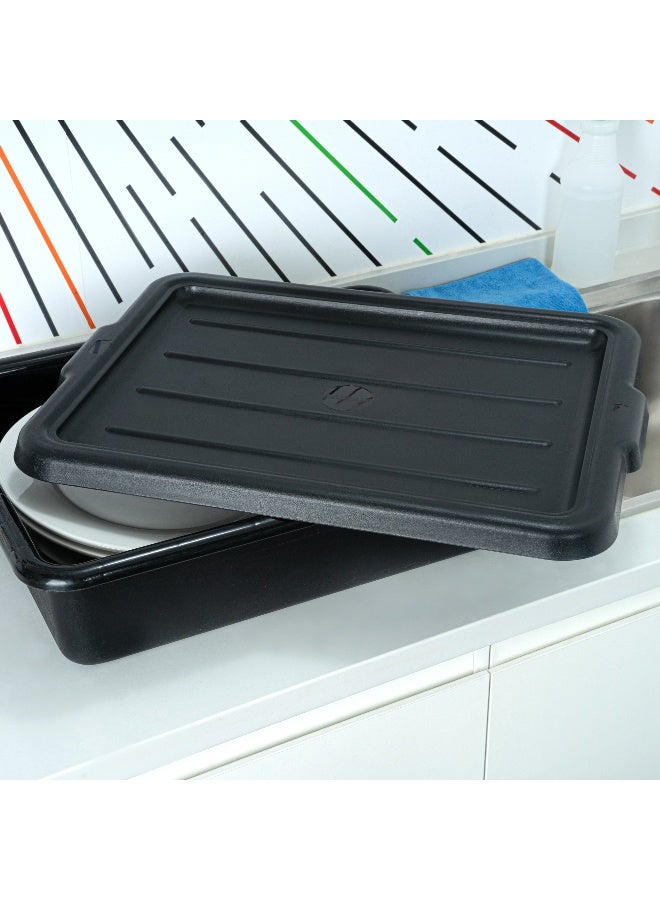 Restaurantware غطاء فقط: غطاء حوض الباص RW Clean بحجم 23.2 بوصة × 16.9 بوصة، غطاء قابل للتثبيت لحوض الباص - مع مقابض، غطاء حوض مطعم بلاستيكي أسود، حوض الباص يباع بشكل منفصل - Image 4