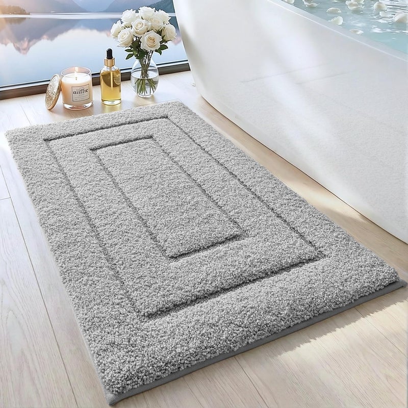 DEXI Bathroom Rug Mat, Extra Soft Absorbent Premium Bath Rug, Non-Slip Comfortable Bath Mat, Carpet for Tub, Shower, Bath Room, Machine Washable, 20"x32", Light Grey - Image 1