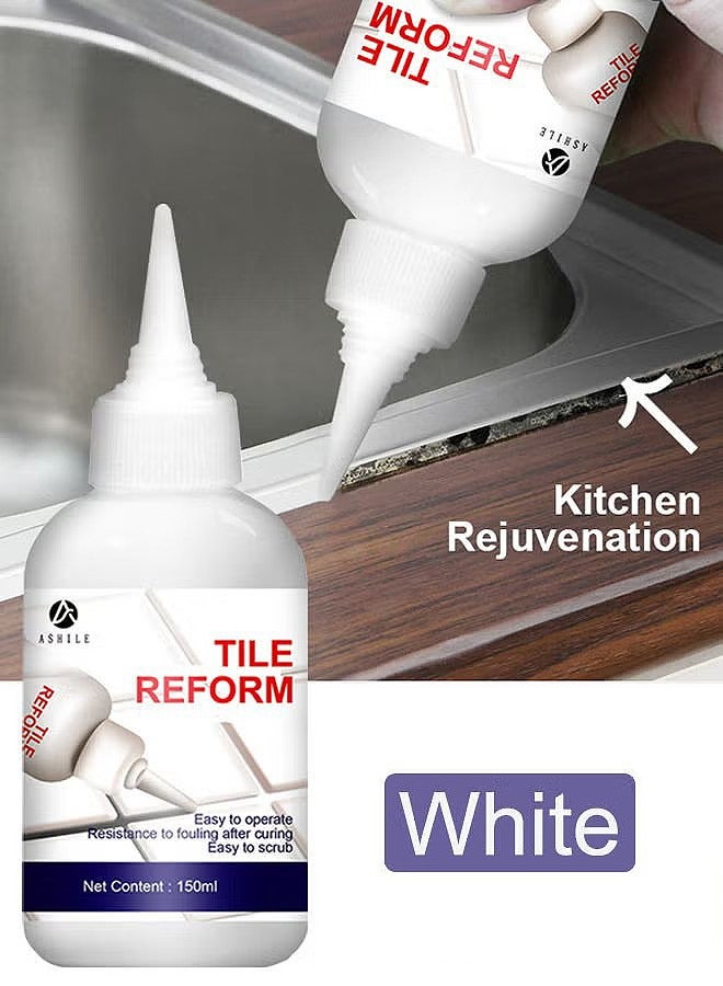 150ML Tile Grout Paint Filler Tube Grout Caulk Sealant Glue Sealer For Bathroom Shower Kitchen Ceramic Tile Repair Restore And Renew Tile Joints Line Gaps Replace Grout Pen, White  - Image 1