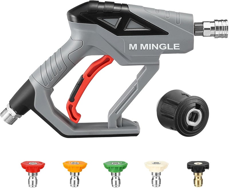 M MINGLE High Pressure Washer Gun with M22 14mm Adapter, Compatible with Kärcher K2, K3, K4, K5, K6, K7 Hoses, Jet Wash Gun Kit for Car Cleaning, 5 Quick Connect Spray Nozzle Tips, 4000 PSI - Image 1
