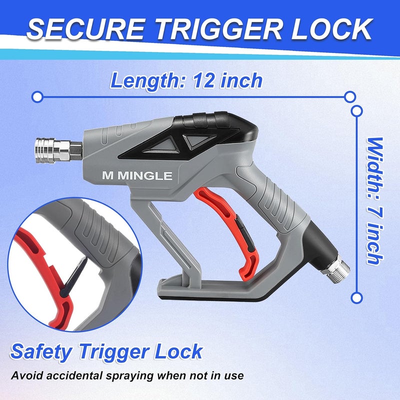 M MINGLE High Pressure Washer Gun with M22 14mm Adapter, Compatible with Kärcher K2, K3, K4, K5, K6, K7 Hoses, Jet Wash Gun Kit for Car Cleaning, 5 Quick Connect Spray Nozzle Tips, 4000 PSI - Image 5