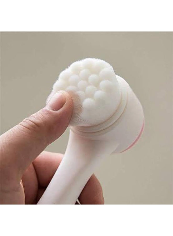Generic Silicone Facial Cleansing Brush Double Side Facial Cleansing Brush Vibration Massage Facial Wash Skin Care Multi-Color DFBMC4  - Image 2