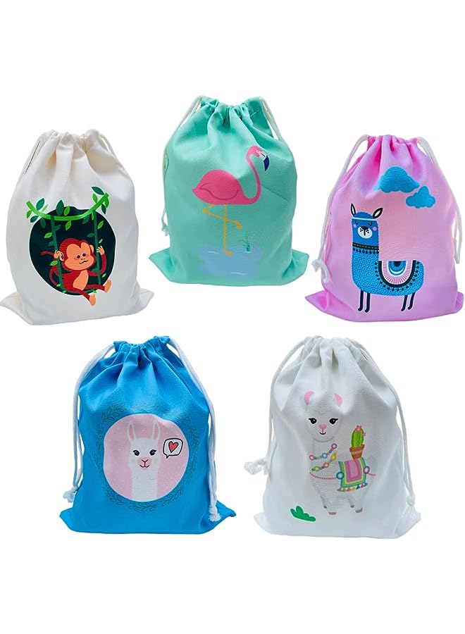 Raxoom of 5 Drawstring Party Bags I Cotton Drawstring bag I Kids Sports Yoga Swimming I Party Favor Bags I Birthday Giveaways for Boys and Girls I Quality Thick 100% Cotton - Image 1