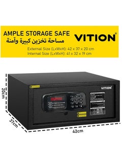 VITION Hotel Safe Box Large Steel Strongbox with Hotel Style Digital Lock and Key Entry for Home Office Business (Size 42x20x37cm) Protect Money Laptop Jewelry A4 Documents  - Image 4