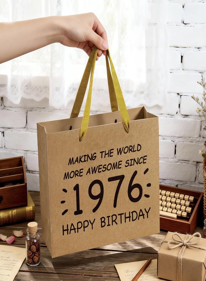 WRAPAHOLIC 13" Large 50th Retro Birthday Kraft Paper Gift Bag - Making the World More Awesome Since 1976 Paper Bags for Friends Men Women Birthday - Image 3