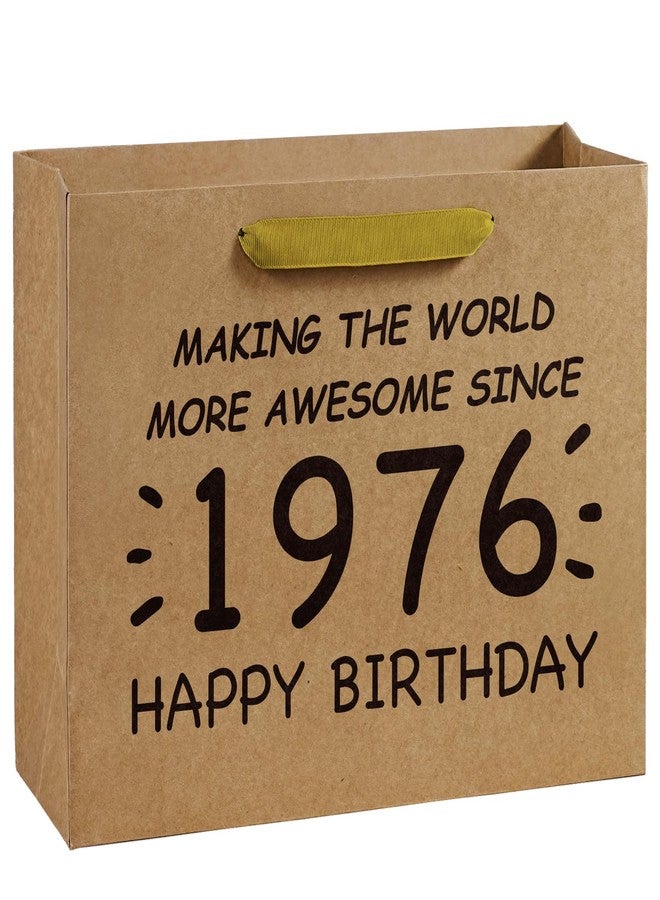 WRAPAHOLIC 13" Large 50th Retro Birthday Kraft Paper Gift Bag - Making the World More Awesome Since 1976 Paper Bags for Friends Men Women Birthday - Image 1