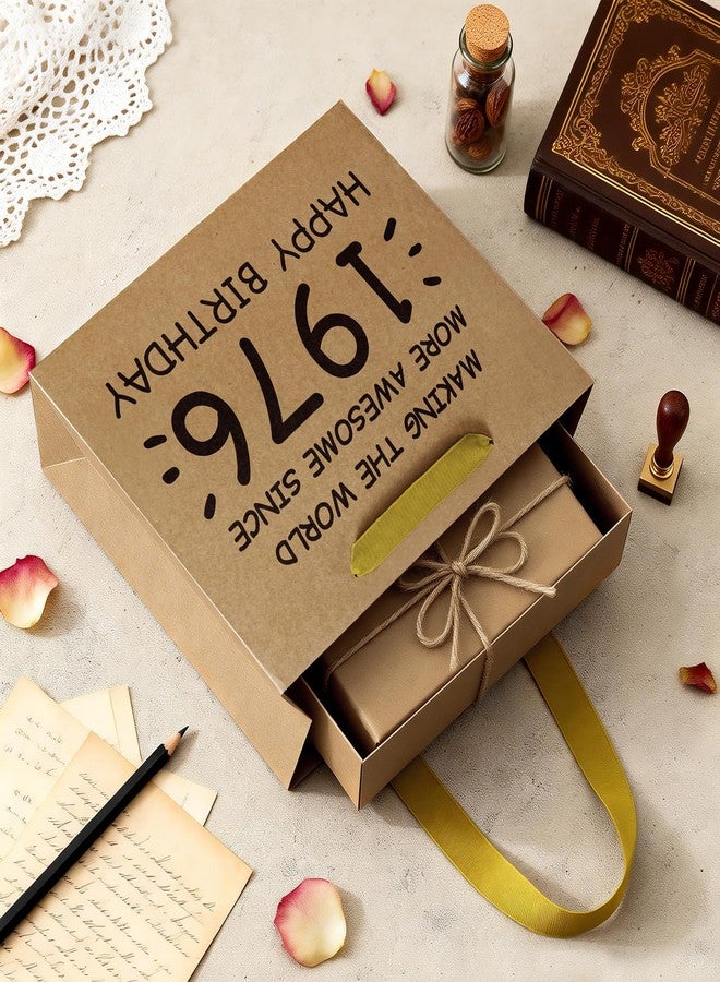 WRAPAHOLIC 13" Large 50th Retro Birthday Kraft Paper Gift Bag - Making the World More Awesome Since 1976 Paper Bags for Friends Men Women Birthday - Image 4