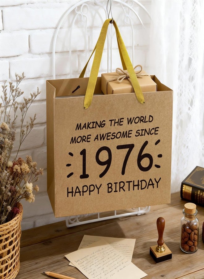 WRAPAHOLIC 13" Large 50th Retro Birthday Kraft Paper Gift Bag - Making the World More Awesome Since 1976 Paper Bags for Friends Men Women Birthday - Image 5