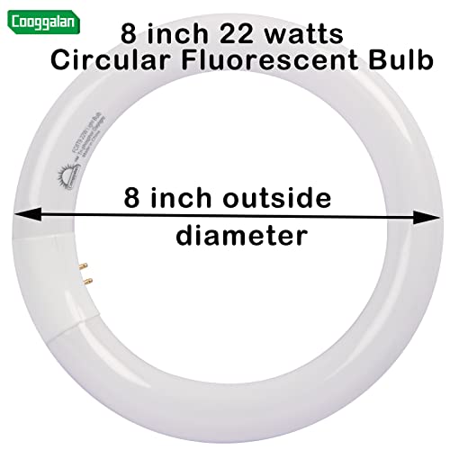 COOGGALAN 8 inch T9 22 Watts Round Light Bulbs FC8T9/DX Circular Fluorescent Light Bulb, FC8T9/DL 22W Circline Bulb, Daylight 6400K, G10q 4 Pin Prong Base, 2 Pack - Image 2
