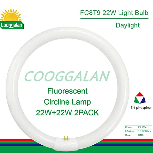 COOGGALAN 8 inch T9 22 Watts Round Light Bulbs FC8T9/DX Circular Fluorescent Light Bulb, FC8T9/DL 22W Circline Bulb, Daylight 6400K, G10q 4 Pin Prong Base, 2 Pack - Image 4