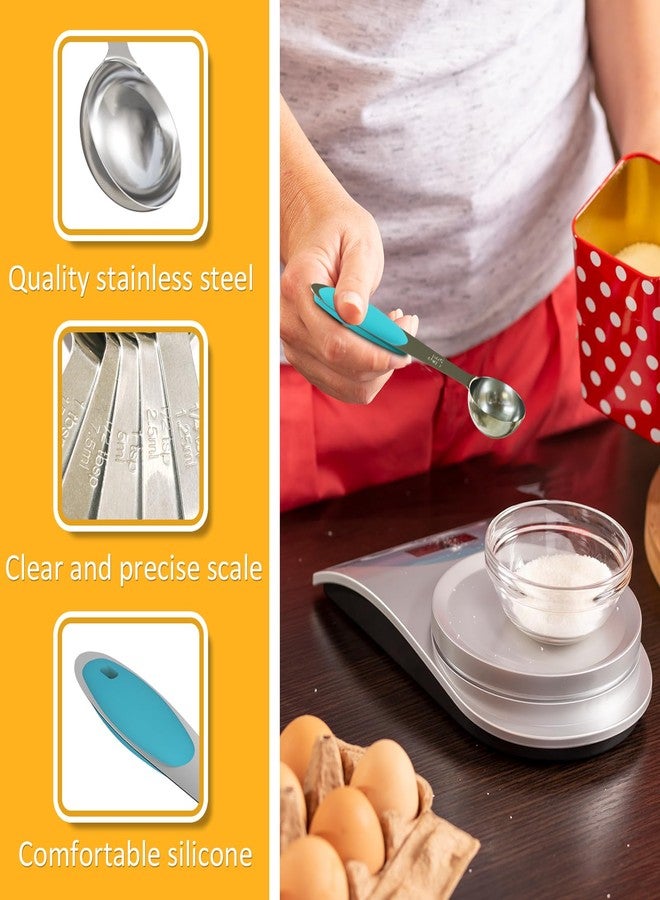 LEIFENY 2PCS 1 Tsp(1/3tbsp, 1/6oz, 5ml) Single Measuring Spoon with Blue Silicone Grip, Stainless Steel Individual Measure Scoop Only - Image 3