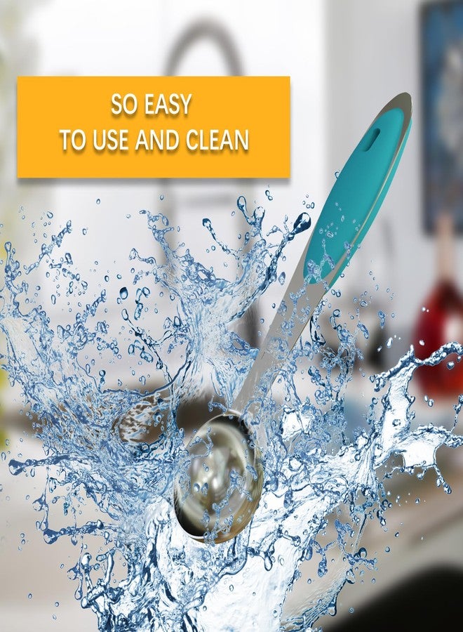 LEIFENY 2PCS 1 Tsp(1/3tbsp, 1/6oz, 5ml) Single Measuring Spoon with Blue Silicone Grip, Stainless Steel Individual Measure Scoop Only - Image 4