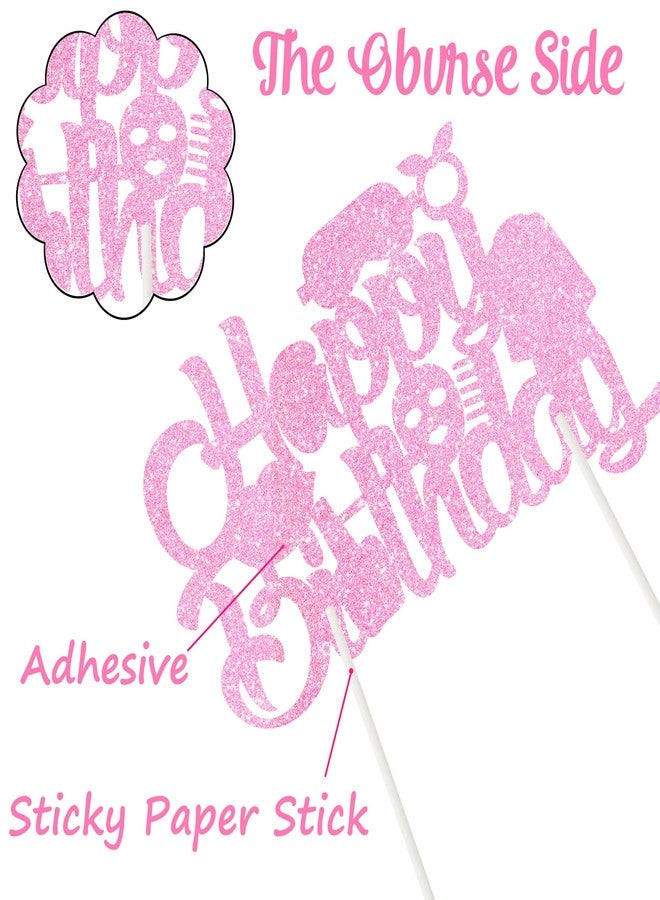 umoni Spa Birthday Cake Decoration Spa Themed Cake Topper Makeup Party Decorations Glitter Pink Spa Day Mask Cake Picks for Makeover Slumber Sleepover Birthday Party Supplies - Image 5