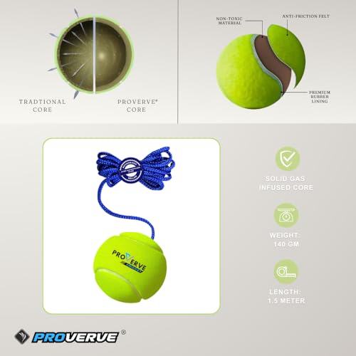 PROVERVE Cotton Hanging Tennis Ball for Kids | Cricket Hanging Ball for Practice | Easy to Hang & Ideal for Indoor and Outdoor Batting and Heavy Training | with Carry Pouch (Pack of 1), Green - Image 2
