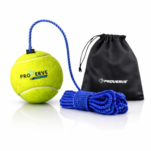 PROVERVE Cotton Hanging Tennis Ball for Kids | Cricket Hanging Ball for Practice | Easy to Hang & Ideal for Indoor and Outdoor Batting and Heavy Training | with Carry Pouch (Pack of 1), Green - Image 1