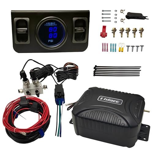Lhfacc On Board Air Compressor System Air Pump System with Digital Dual Path Air Gauge Paddle Valve Gauge Air Line T Fittings for Trucks Vans - Image 1