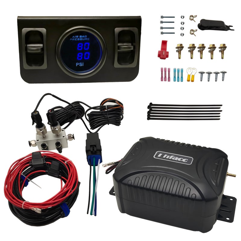 Lhfacc On Board Air Compressor System Air Pump System with Digital Dual Path Air Gauge Paddle Valve Gauge Air Line T Fittings for Trucks Vans - Image 2