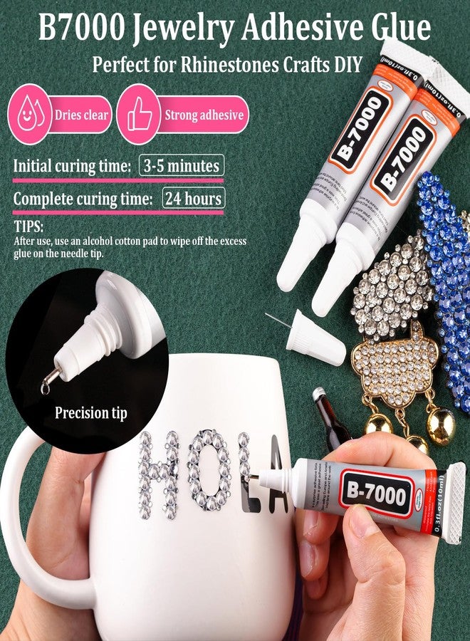 TINKRSTUFF Resin Rhinestones for Crafting with B7000 Jewelry Glue, 1 Box Clear Flatback Crystals with 3Pcs 10ml Glue for Bedazzling Crafts DIY Nail Art Makeup，Non Hotfix Gems for Clothing Shoes - Image 3