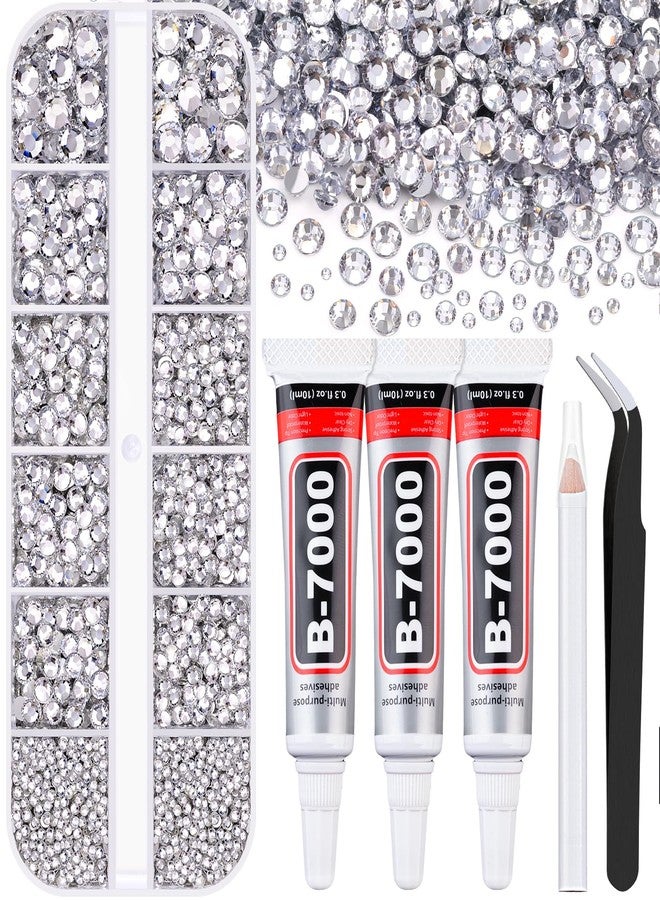 TINKRSTUFF Resin Rhinestones for Crafting with B7000 Jewelry Glue, 1 Box Clear Flatback Crystals with 3Pcs 10ml Glue for Bedazzling Crafts DIY Nail Art Makeup，Non Hotfix Gems for Clothing Shoes - Image 1