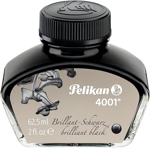 Pelikan 4001 Bottled Ink for Fountain Pens, Brilliant Black, 62.5ml (329144)