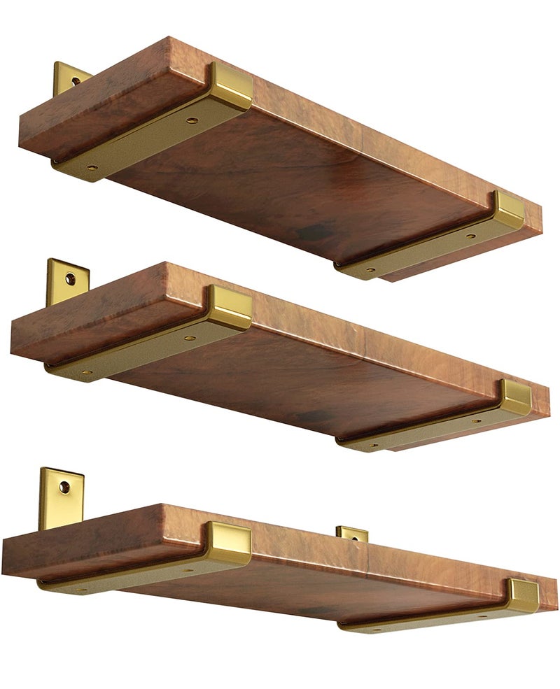 LEOPO 8 inch Shelf Bracket for DIY Floating Shelf 15 inch Thick Heavy Duty Bracket 6 Pack Golden