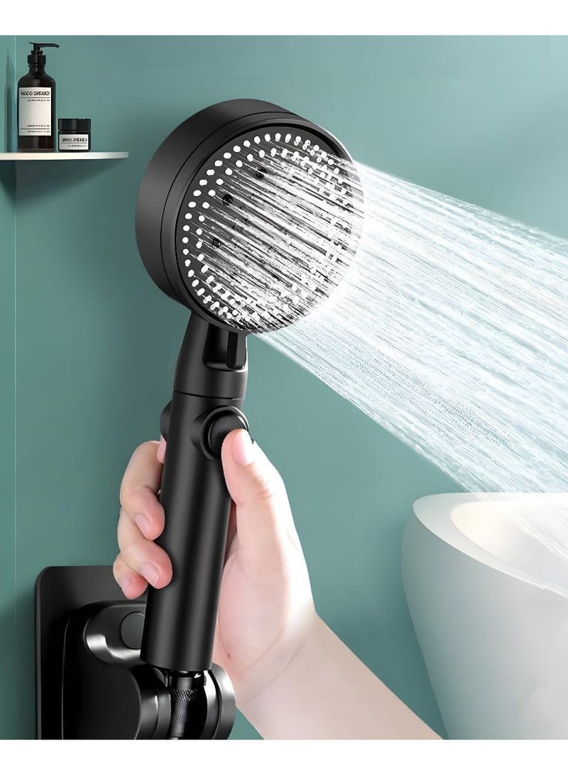 Beauenty High Pressure Shower Heads 5-Speed Adjustment,Hand Held Shower Head With Hose,One-Touch Switch Bathroom Shower Nozzle-Easy to Install Filtered Booster Hand Shower (Black) - Image 1