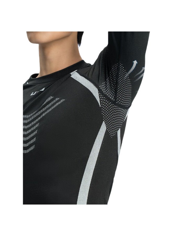 UTO Ski Compression Quick-Dry Shirt, Men'S Functional Underwear, Outdoor Sports Running Warm Set, Classic Black, L - Image 3
