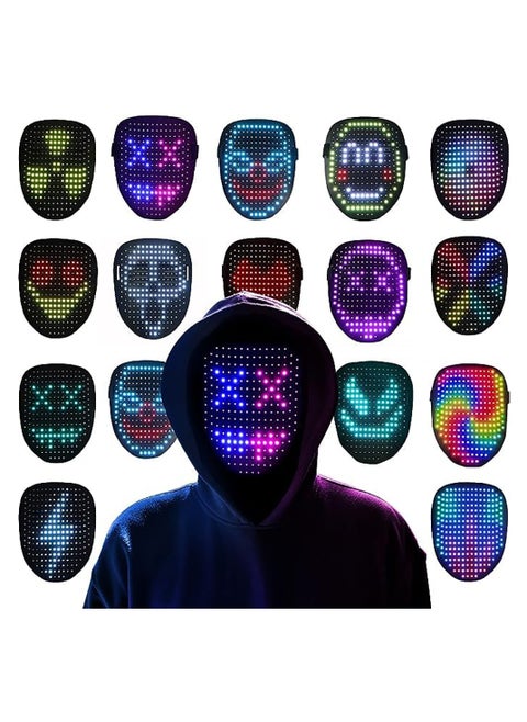 LED Light-Up Mask with Gesture Sensor with 50 Preset Patterns, Rechargeable Masquerade Mask, Face-Changing Mask (Upgraded LED Mask)