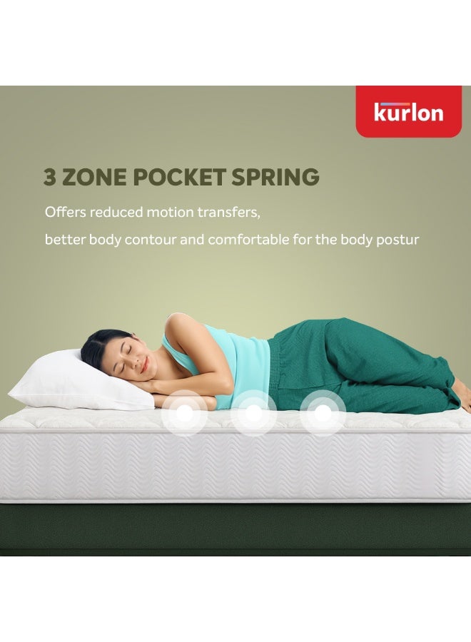 Kurlon Earth Spring |Pocket Spring Mattress with Natural Latex and Wool Padding| 3 Zone Spinal Support |Hypoallergenic Comfort |Motion Isolation | 200x120x25 - Image 5