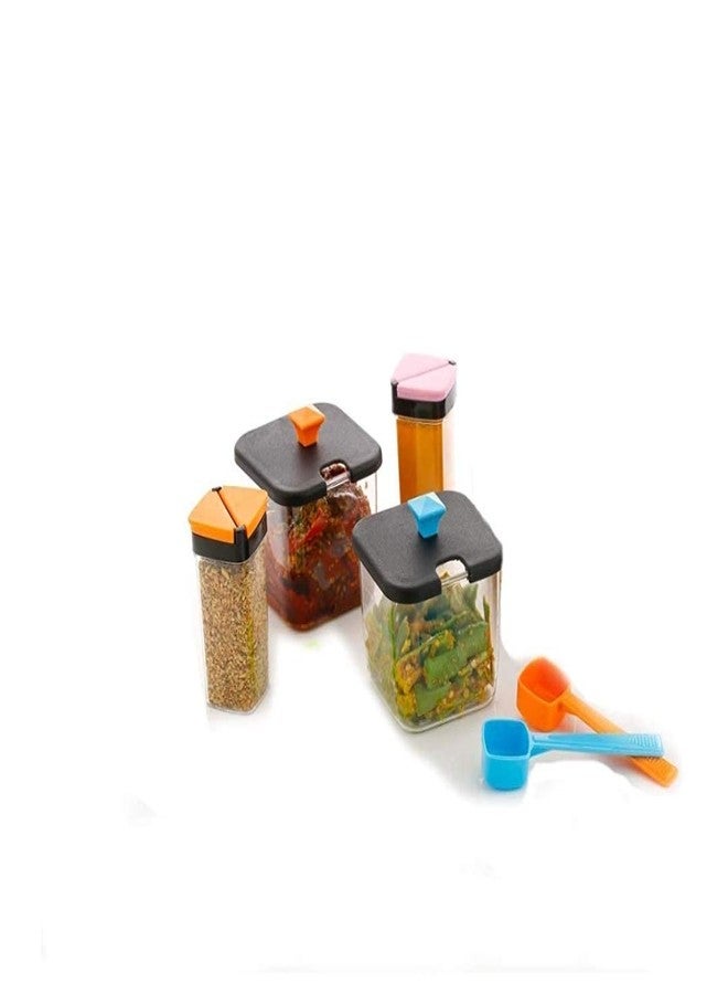 MIRARIYA 2 in 1 Spice & Pickle Container for Kitchen with Khatli Style 4 Bottles Multipurpose Revolving Spice Rack Jars & Containers, Unique Set Spice Rack Jars for Kitchen (Multicolor) - Image 4