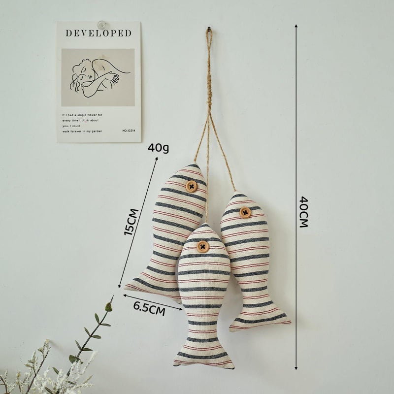 Mediterranean Handmade Fabric Small Fish String Set Black Wall Hanging Pendant Decoration Shooting Props Supply - Image 2