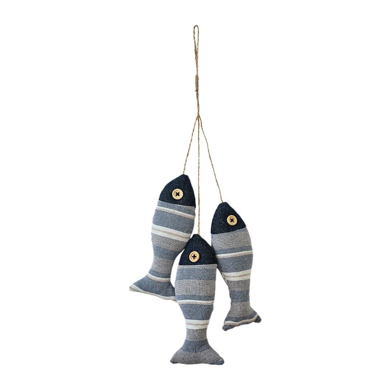 Mediterranean Handmade Fabric Small Fish String Set Black Wall Hanging Pendant Decoration Shooting Props Supply - Image 1