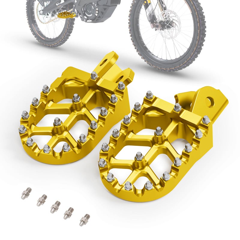 IUVWISN Electric Dirt Bike Wider Foot Pegs Footpegs CNC for Surron Sur Ron LBX ERide Pro SS 20 30 ERide Pro SRS 79Bike Falcon GT Ventus One Talaria Sting MX3R MX4 Gold