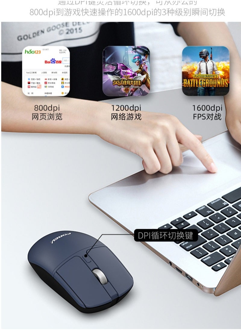 Forev - FV-386 Bluetooth 5.0 / 2.4Ghz Wireless Silent Mouse – 10m Range – 1600DPI - 4 Buttons – Metal Scroll ( Battery ) - Image 1