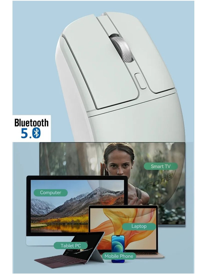 Forev - FV-386 Bluetooth 5.0 / 2.4Ghz Wireless Silent Mouse – 10m Range – 1600DPI - 4 Buttons – Metal Scroll ( Battery ) - Image 1