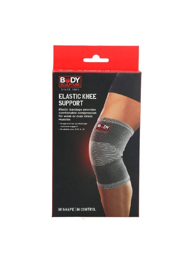 بودي سكلبتشر BNS-003L-B دعامة ركبة مطاطية قابلة للتمدد منسوجة بأربعة اتجاهات رمادية 12.2 × 23.6 × 3.2 سم - Image 2