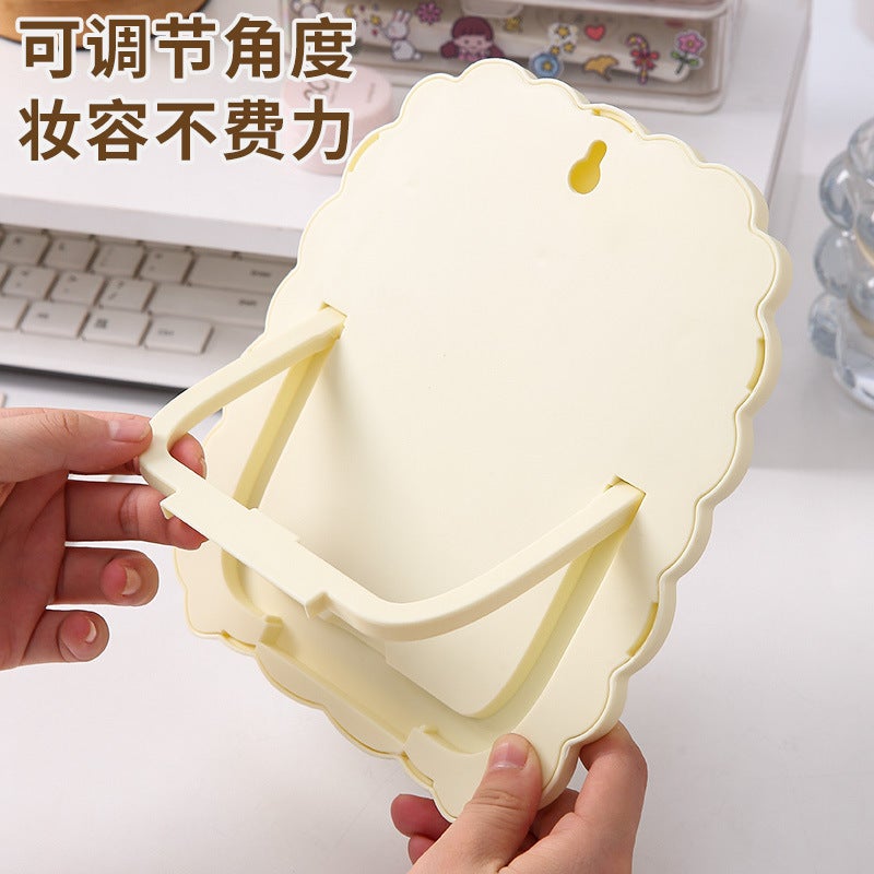 Cartoon Bear Ears Simple Makeup Mirror Student Foldableing Edge Desktop Makeup Mirror Desktop Portable Color Printed Princess Mirror - Image 5