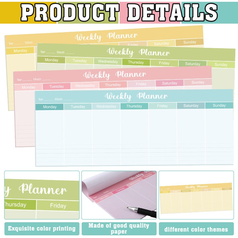 Geyee 120 Sheets Weekly Planner Notepad Tear off Weekly Calendar Pad to Do List Sticky Notepad Desk Schedule Planner for Student Habit Tracker Reminder Office School - Image 3