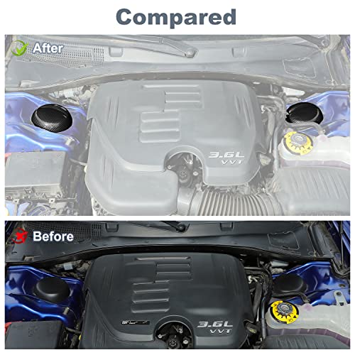 JWWY Engine Compartment Suspension Engine Bay Suspension Trim Hanging Cover for 20092025 Dodge Challenger Charger Engine Accessories ABS Carbon Fiber 2pcs - Image 3