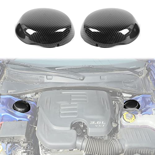 JWWY Engine Compartment Suspension Engine Bay Suspension Trim Hanging Cover for 20092025 Dodge Challenger Charger Engine Accessories ABS Carbon Fiber 2pcs - Image 1