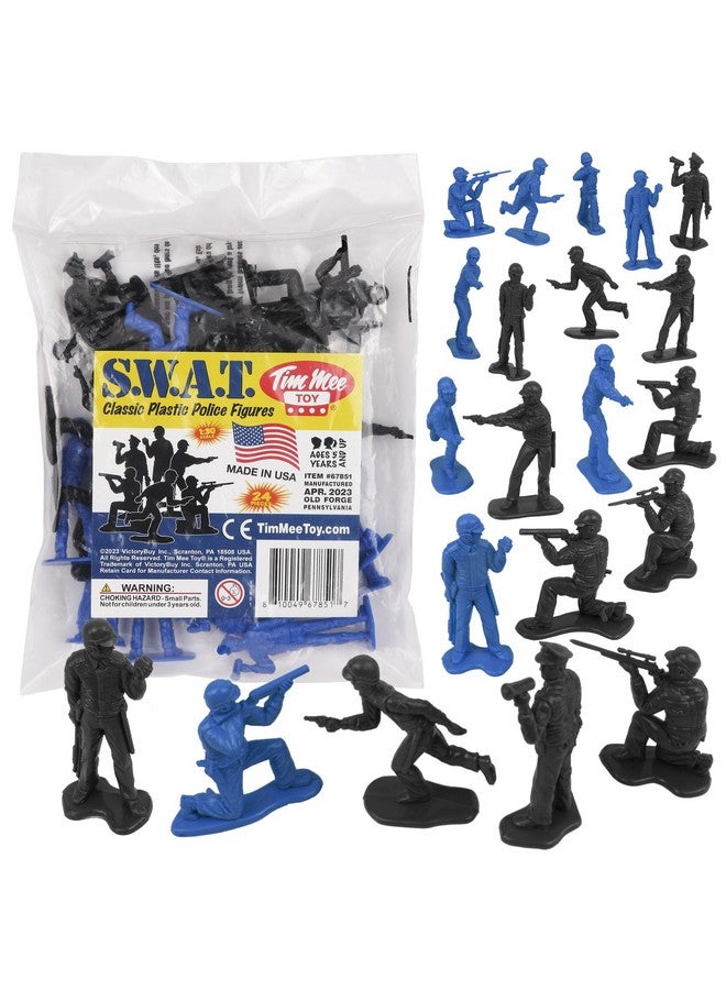 Tim Mee Toy SWAT Plastic Army Men - 24 Black and Blue Police Figures US Made - Image 1