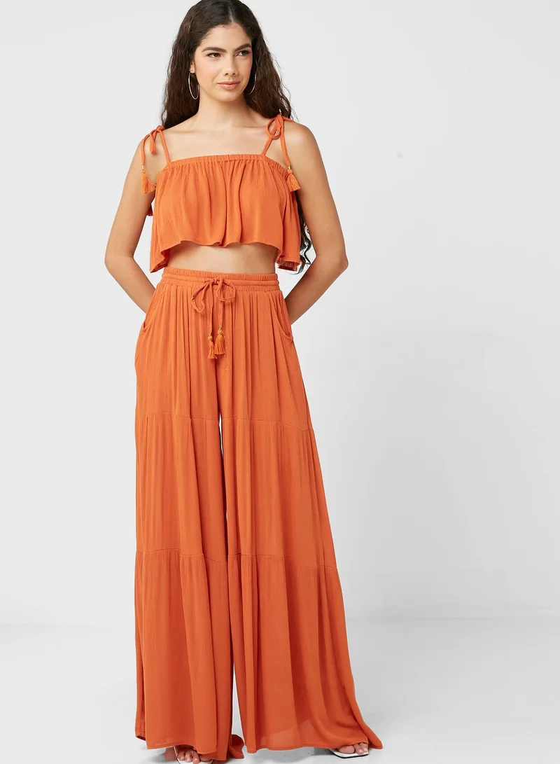 NASTY GAL Tie Detail Top & Pants Set