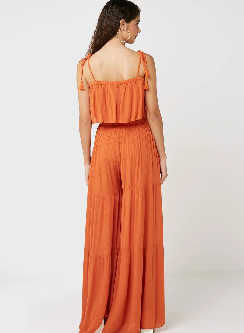 NASTY GAL Tie Detail Top & Pants Set