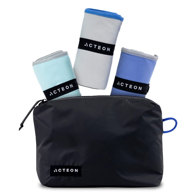 Acteon Microfiber Travel Towel & Wet Bag Set, Large Quick Dry Silver ION Odor-Free Mega Absorbent Fiber, Fast Drying Men & Women for Body Sweat, Beach, Pool, Camping, Gym - Image 1