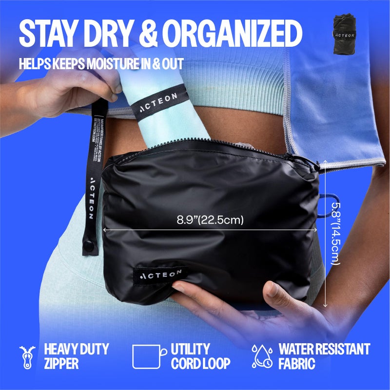 Acteon Microfiber Travel Towel & Wet Bag Set, Large Quick Dry Silver ION Odor-Free Mega Absorbent Fiber, Fast Drying Men & Women for Body Sweat, Beach, Pool, Camping, Gym - Image 4