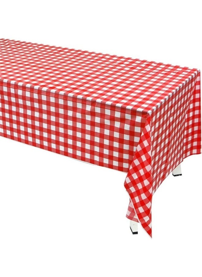 yongsheng Vinyl Table Cloth Red/White 137*274cm，Plastic Checkered Tablecloth Picnic Disposable Table Cover | Rectangular Gingham for Birthdays, Carnivals, Parties  - Image 2